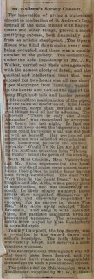 Teresa Vanderburgh's Musical Scrapbook #2 - Review of the St. Andrew's Society Concert