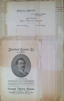 Teresa Vanderburgh's Musical Scrapbook #2 - Musical Service Program and a S. Kronberg Concert Program