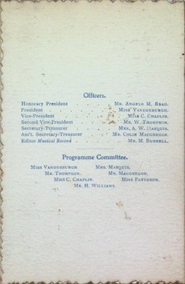 Teresa Vanderburgh's Musical Scrapbook #2 - Musical Circle Schedule of Performances for 1899