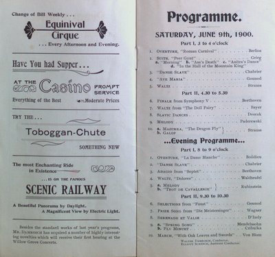 Teresa Vanderburgh's Musical Scrapbook #2 - Official Program for Willow Grove Park Concerts