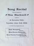 Teresa Vanderburgh's Musical Scrapbook #2 - Program for a Song Recital by the Pupils of Miss Blackwell