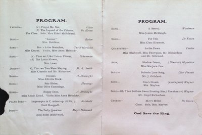 Teresa Vanderburgh's Musical Scrapbook #2 - Program for a Song Recital by the Pupils of Miss Blackwell