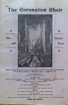 Teresa Vanderburgh's Musical Scrapbook #2 - Program for the Coronation Choir Glee and Concert Party