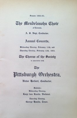 Teresa Vanderburgh's Musical Scrapbook #2 - The Mendelssohn Choir Concerts, 1903