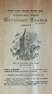 Teresa Vanderburgh's Musical Scrapbook #2 - Sherbourne Street Methodist Church Bulletin