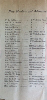 Teresa Vanderburgh's Musical Scrapbook #2 - Sherbourne Street Methodist Church Bulletin