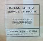 Teresa Vanderburgh's Musical Scrapbook #2 - Organ Recital and Service of Praise Program
