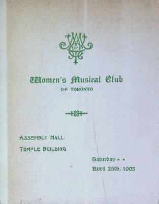 Teresa Vanderburgh's Musical Scrapbook #2 - Women's Musical Club of Toronto Recital Program