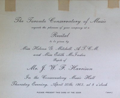 Teresa Vanderburgh's Musical Scrapbook #2 - Program for a Recital at the Toronto Conservatory of Music