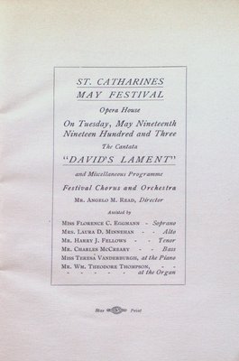 Teresa Vanderburgh's Musical Scrapbook #2 - Program for the Cantata &quot;David's Lament&quot;