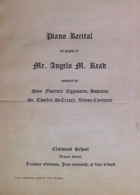 Teresa Vanderburgh's Musical Scrapbook #2 - Program for a Piano Recital by the Pupils of Mr. Angelo M. Read