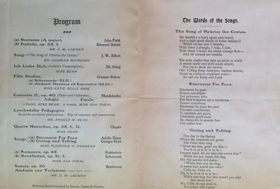 Teresa Vanderburgh's Musical Scrapbook #2 - Program for a Piano Recital by the Pupils of Mr. Angelo M. Read