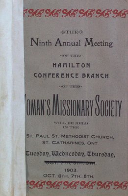 Teresa Vanderburgh's Musical Scrapbook #2 - Ninth Annual Meeting of the Woman's Missionary Society: Hamilton Conference Branch