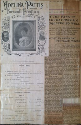 Teresa Vanderburgh's Musical Scrapbook #2 -  Adelina Patti's Farewell Program and Newspaper a Review