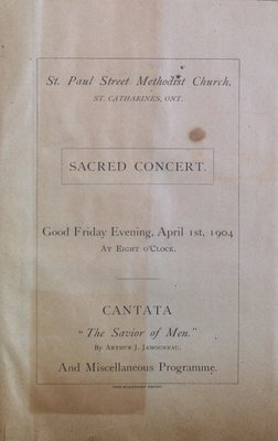 Teresa Vanderburgh's Musical Scrapbook #2 - Program for a Sacred Concert at St. Paul Street Methodist Church