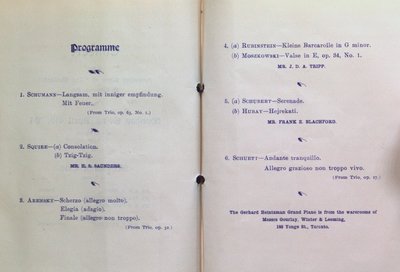 Teresa Vanderburgh's Musical Scrapbook #2 - Schumann Trio Concert Program