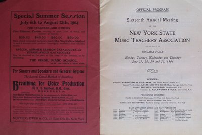 Teresa Vanderburgh's Musical Scrapbook #2 - Program for the Sixteenth Annual Meetinf of The New York State Music Teachers' Association