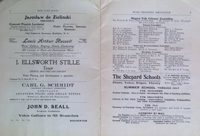 Teresa Vanderburgh's Musical Scrapbook #2 -  Program for the Sixteenth Annual Meeting of the New York State Music Teachers' Association