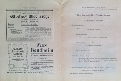 Teresa Vanderburgh's Musical Scrapbook #2 - Program for the Sixteenth Annual Meeting of the New York State Music Teachers' Association