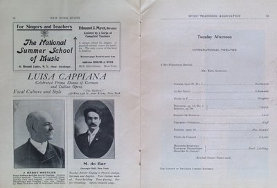 Teresa Vanderburgh's Musical Scrapbook #2 - Program for the Sixteenth Annual Meeting of the New York State Music Teachers' Association