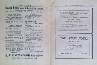 Teresa Vanderburgh's Musical Scrapbook #2 - Program for the Sixteenth Annual Meeting of the New York State Music Teachers' Association