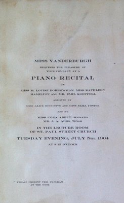 Teresa Vanderburgh's Musical Scrapbook #2 - Program for a Piano Recital