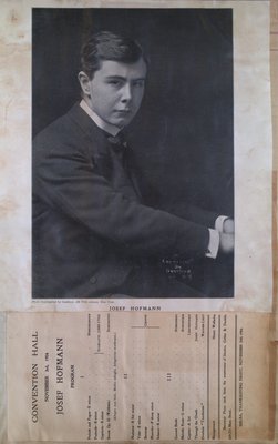 Teresa Vanderburgh's Musical Scrapbook #2 - Portrait and Program for Pianist Josef Hofmann