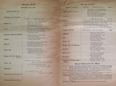 Teresa Vanderburgh's Musical Scrapbook #2 - Weekly Calendar for the Metropolitan Church, Toronto