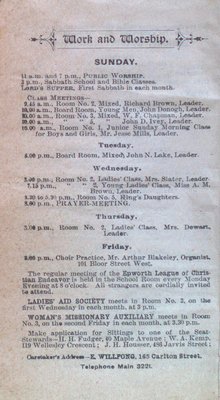 Teresa Vanderburgh's Musical Scrapbook #2 - Sherbourne Street Methodist Church Bulletin