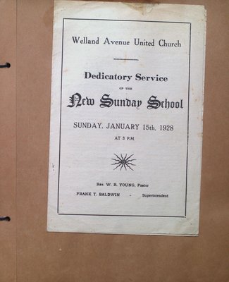 Program for the Dedicatory Service of the New Sunday School