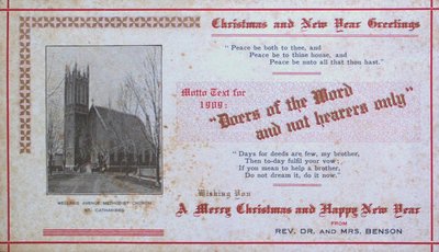 Christmas and New Years Greeting from Reverend Dr. & Mrs. Benson