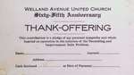 Welland Avenue United Church 65th Anniversary Offering Envelope
