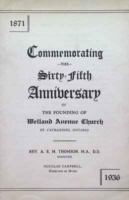 Commemoration Program for the 65th Anniversary of Welland Avenue Church