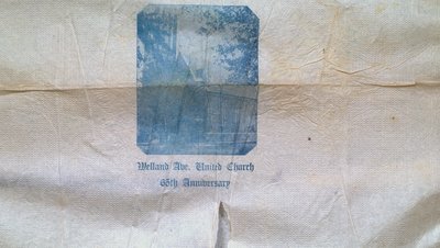 Napkin from Welland Avenue United Church's 65th Anniversary