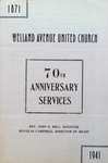 Welland Avenue United Church 70th Anniversary Program