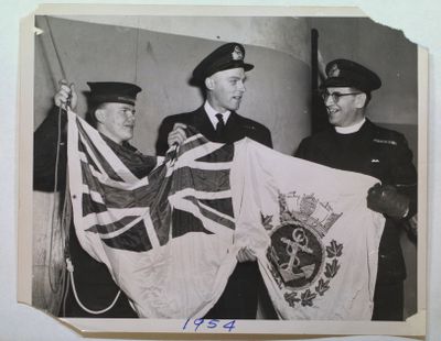 Cadets with the Flag of the Royal Canadian Sea Cadets