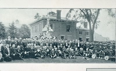 A Group of St. Catharines Veterans In Front of the Watson Monument at City Hall