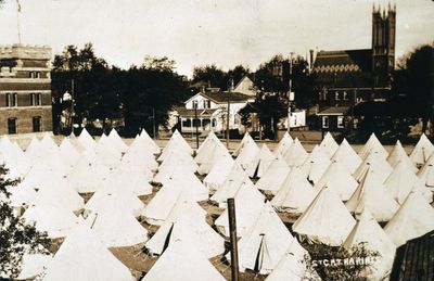 Tents Set Up Outside the St. Catharines Armoury