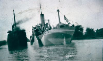 Wartime Ships Camouflaged in the Welland Canal