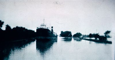 A Ship on the Bank in the Welland Canal