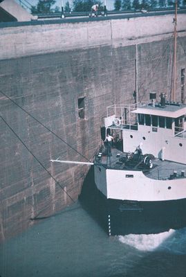 A Ship and Lock on the Welland Ship Canal