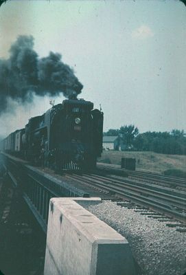 A Train Traveling over the Western Hill Railway Bridge