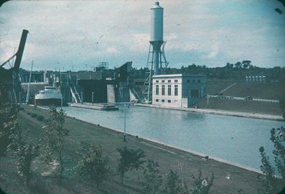 A Ship Exiting the Twin Flight Locks