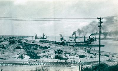 Construction of the Welland Ship Canal at Port Weller