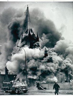 St. Paul Street United Church on Fire