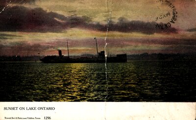 Cora Goring Collection - Postcard of a ship on Lake Ontario