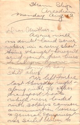 Cora Goring Collection - Letter from WWI