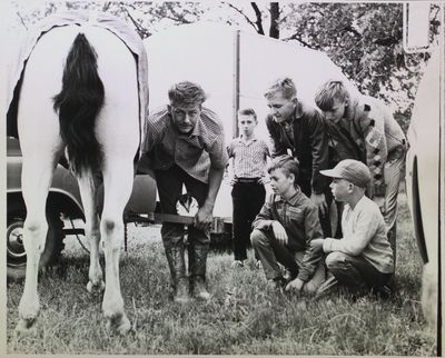 Children with a horse at the Kiwanis Horse Show, St. Catharines, On.