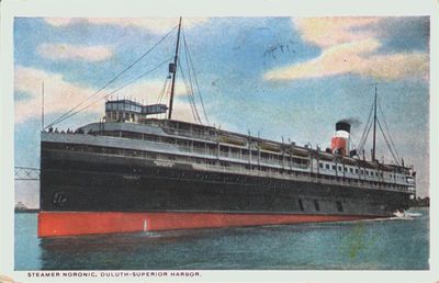 Postcard of steamer &quot;Noronic&quot;, Duluth-Superior Harbour, Lake Superior