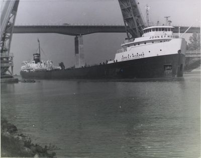 Cargo ship &quot;John E.F. Misener&quot; passing under Homer Bridge, St. Catharines